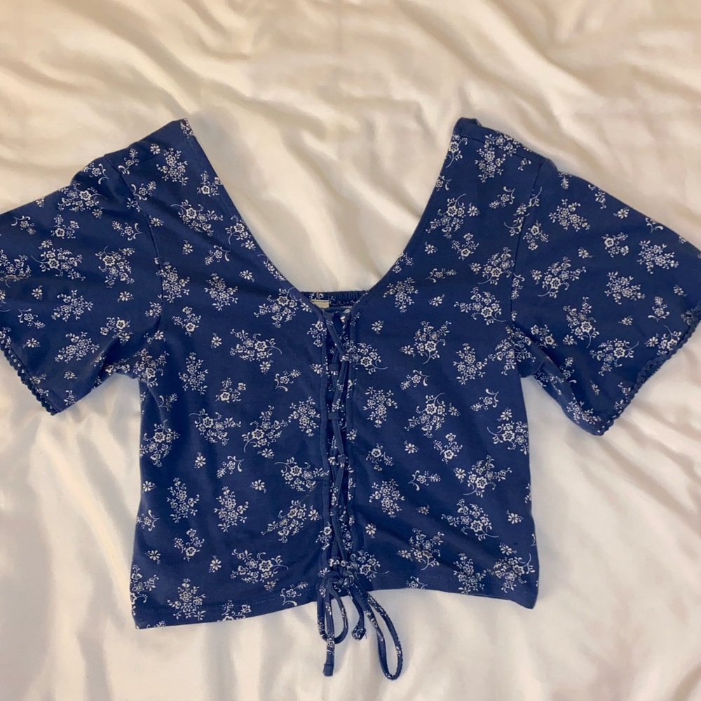 Blue floral blouse